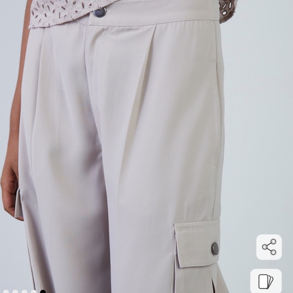 NUON high waist wide leg cropped Tanya pants light tan Sz 28 pants new - Picture 4 of 16